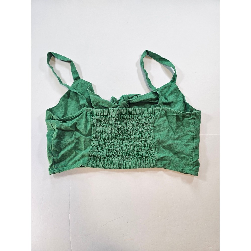 Universal Thread Crop Top Womens Medium Green Tie Front Summer Smocked Camisole - Picture 4 of 6